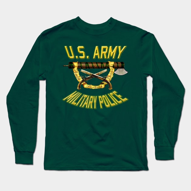 Military Police with Fascia and Crossed Pistols Long Sleeve T-Shirt by Hellacious Designs